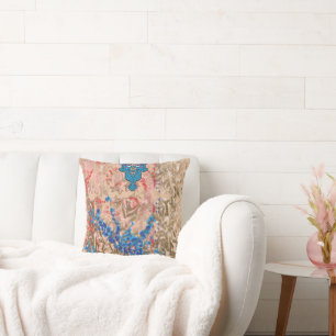 a picture of a blue and beige scarf cushion