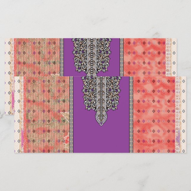 a picture of a scarf with a design on it menu (Front/Back)