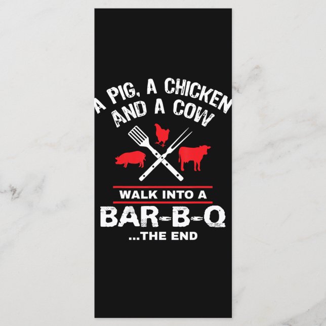 A Pig Chicken Cow Walk Into A Bar Funny BBQ Menu (Front)