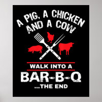 A Pig Chicken Cow Walk Into A Bar Funny BBQ