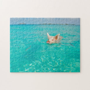 A Pig goes Swimming in the Bahamas. Jigsaw Puzzle
