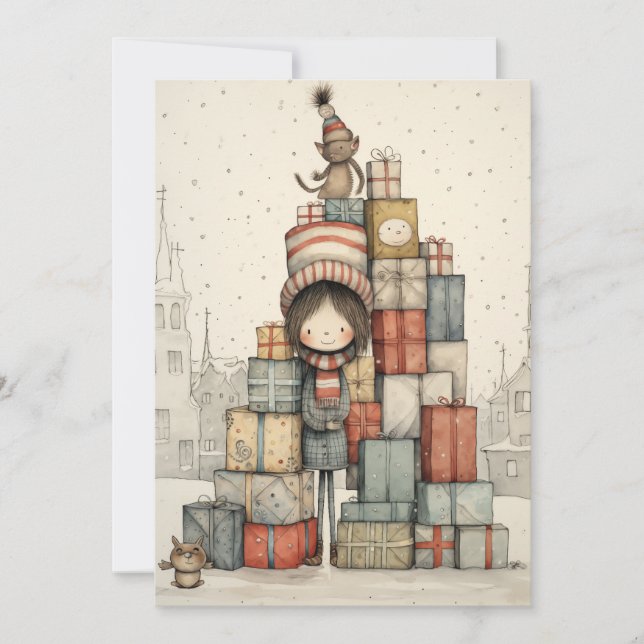 A Pile Of Christmas Gifts Holiday Card (Front)