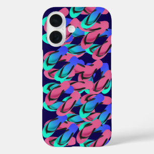 A Pile Of Flip Flops Fun Blue iPhone 16 Case