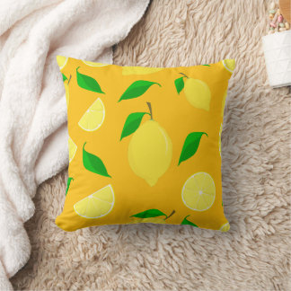 A pillow with a lemon pattern