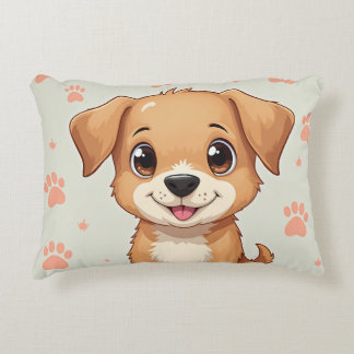 A pillow with a puppy and a footprint