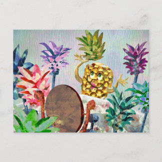 A Pineapple faces difficult choices in a hat shop Postcard