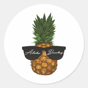 A Pineapple Rockin Shades Aloha Beaches Vacation Classic Round Sticker