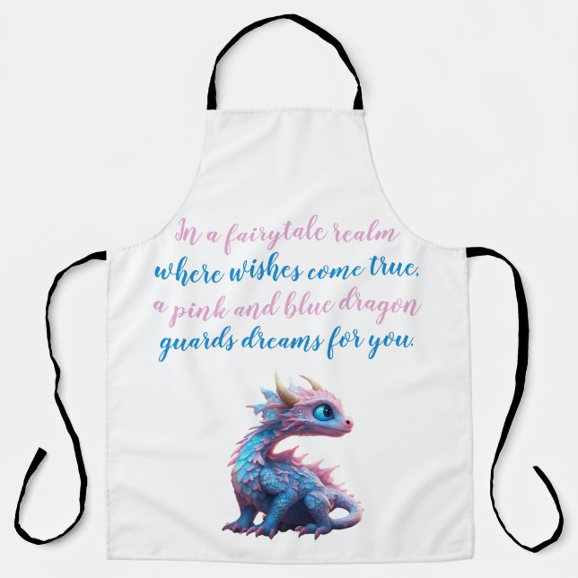 A Pink and blue dragon guards dreams for you Apron (Front)