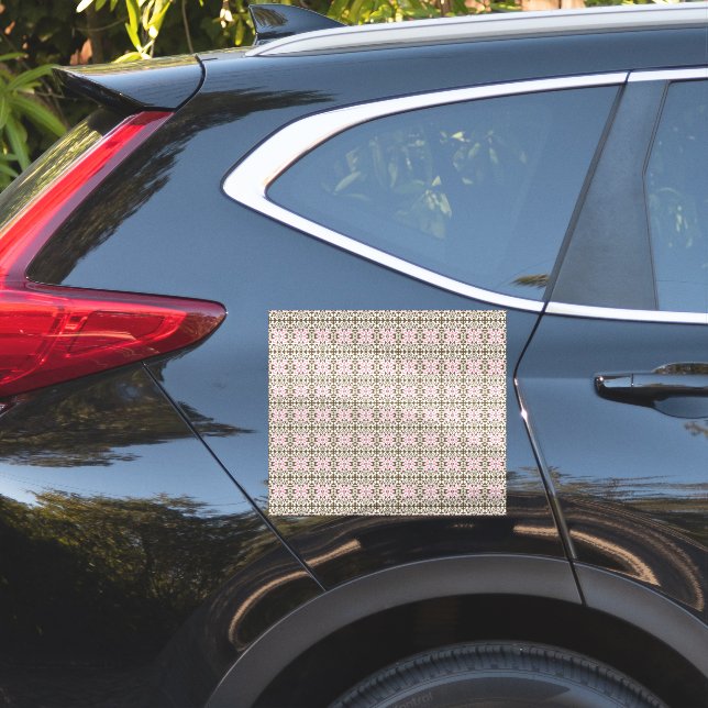 a pink and brown pattern on a white background (Car Side)