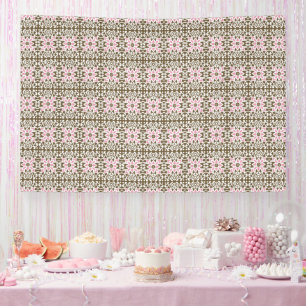 a pink and brown pattern on a white background banner