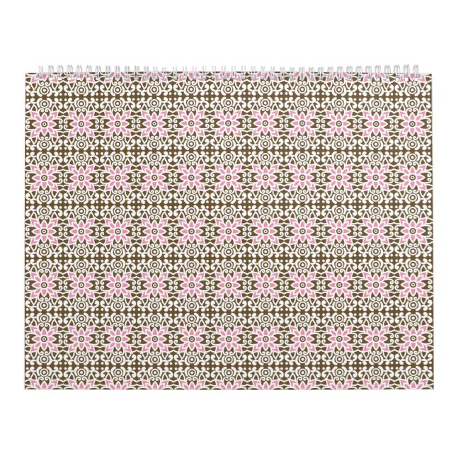 a pink and brown pattern on a white background calendar (Cover)