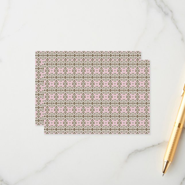 a pink and brown pattern on a white background enclosure card (Front/Back In Situ)