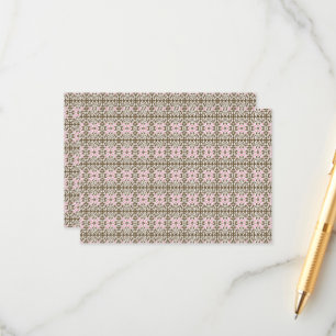 a pink and brown pattern on a white background enclosure card