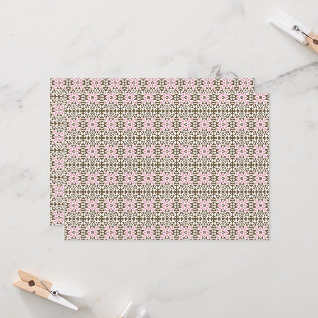 a pink and brown pattern on a white background invitation (Front/Back In Situ)