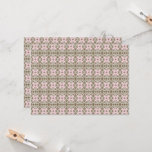 a pink and brown pattern on a white background invitation