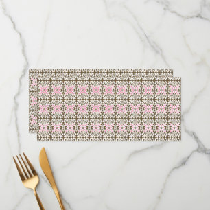a pink and brown pattern on a white background menu