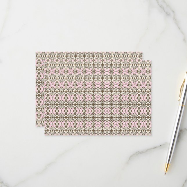 a pink and brown pattern on a white background RSVP card (Front/Back In Situ)
