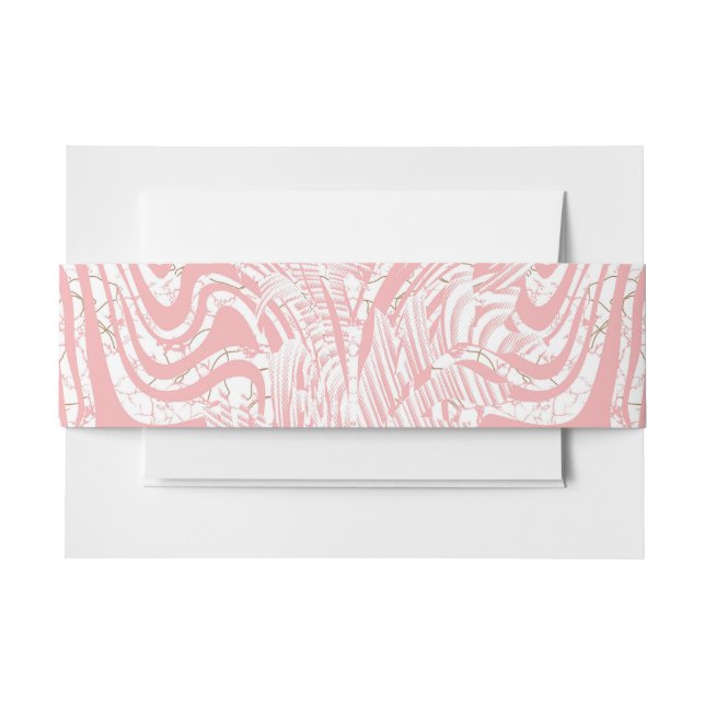 a pink and white abstract design on a white backgr invitation belly band (Front Example)