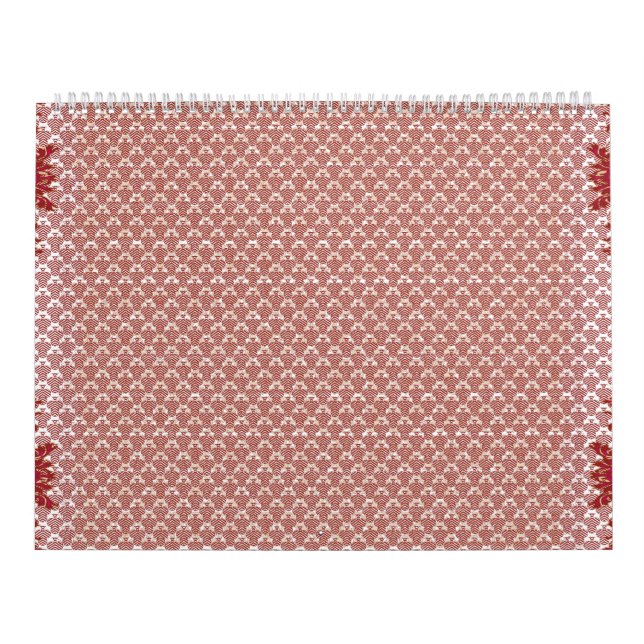 a pink and white background with a pattern calendar (Cover)