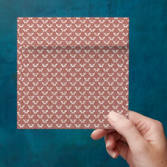a pink and white background with a pattern envelope (Hand)