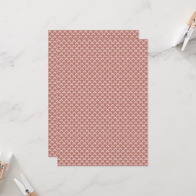 a pink and white background with a pattern invitation (Front/Back In Situ)