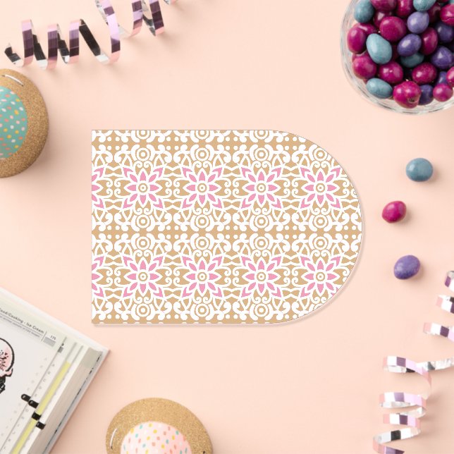 a pink and white flower pattern on a brown backgro acrylic invitations (Insitu (Celebration))