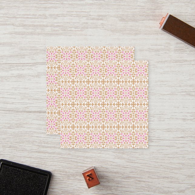 a pink and white flower pattern on a brown backgro loyalty card (Front/Back In Situ)