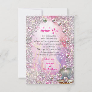 A Pink and White Marble Finish with Brushed Gold RSVP Card