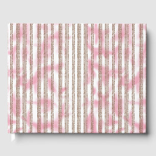 a pink and white striped background guest book