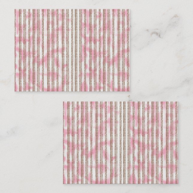 a pink and white striped background place card (Front/Back)