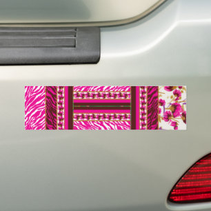 a pink and white wallpaper with a cross on it bumper sticker