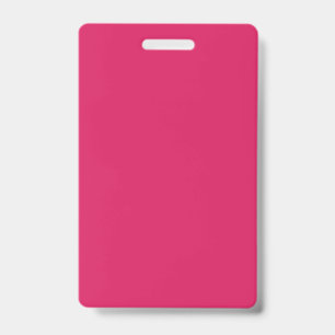 a pink background with a white border ID badge