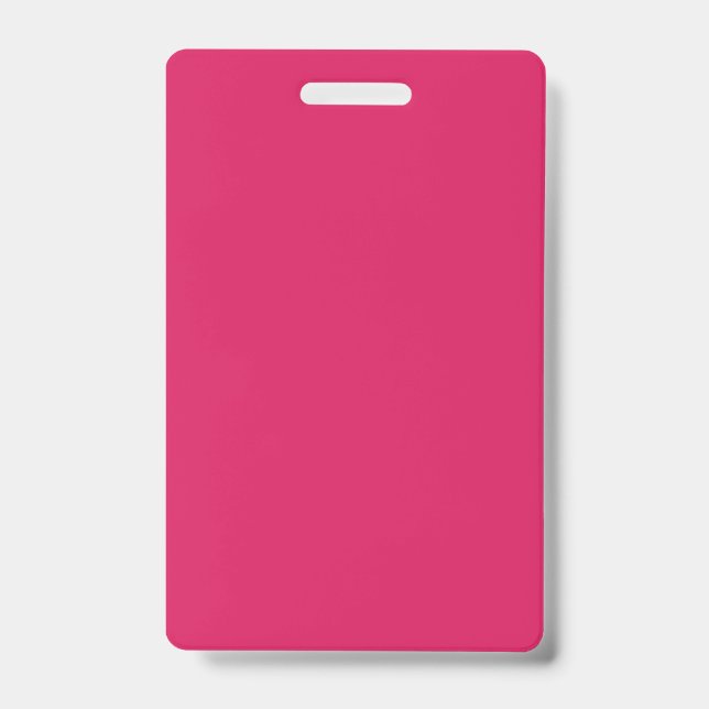 a pink background with a white border ID badge (Front)