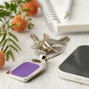a pink background with a white border key ring