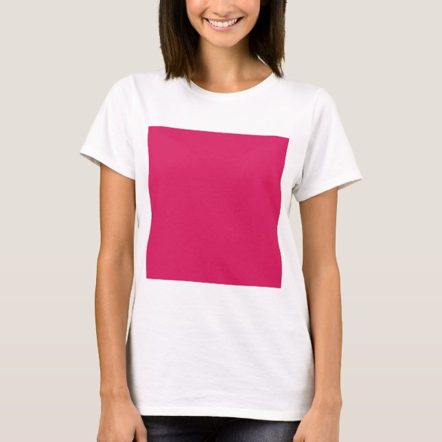 a pink background with a white border T-Shirt (Front)