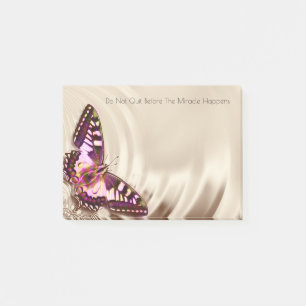 A pink butterfly on a cream satin background post-it notes