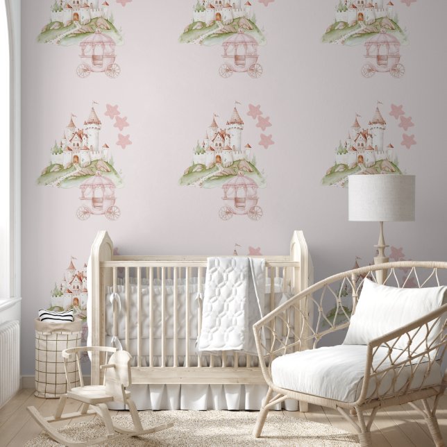 A Pink Castle for a Princess Peel & Stick  Wallpaper (Kids)