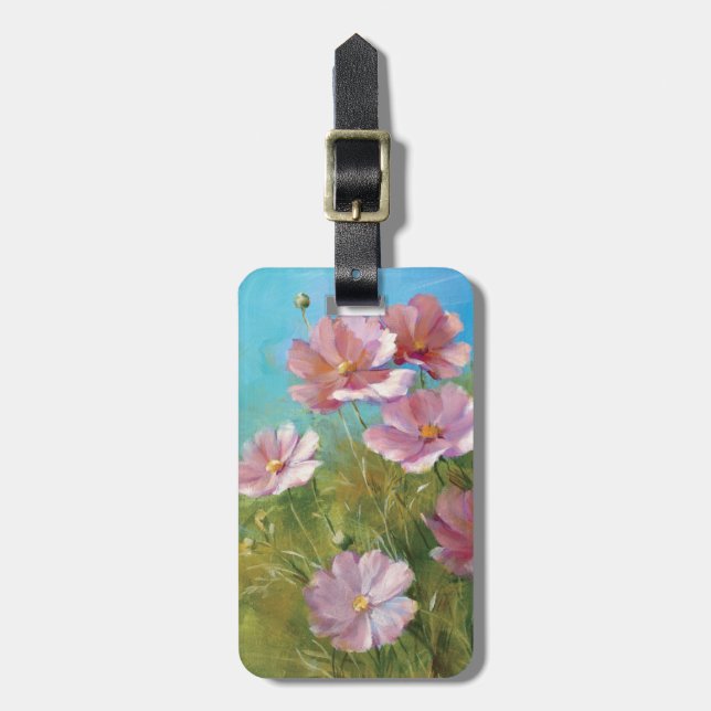 A Pink Floral Garden Luggage Tag (Front Vertical)