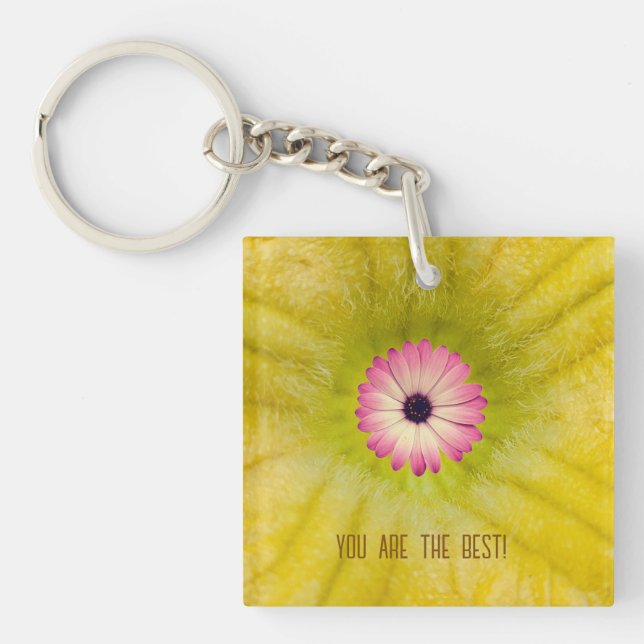 A pink flower key ring (Front)