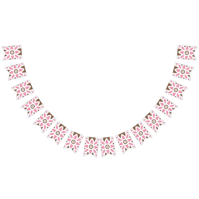 a pink flower on a brown background bunting  (All)