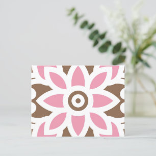 a pink flower on a brown background postcard