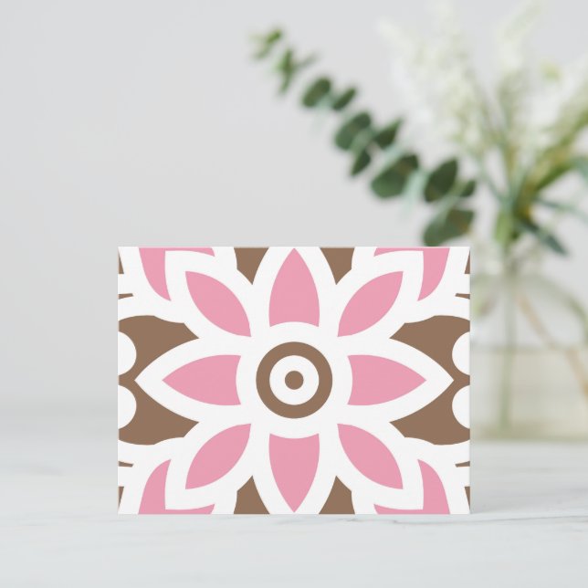 a pink flower on a brown background postcard (Standing Front)