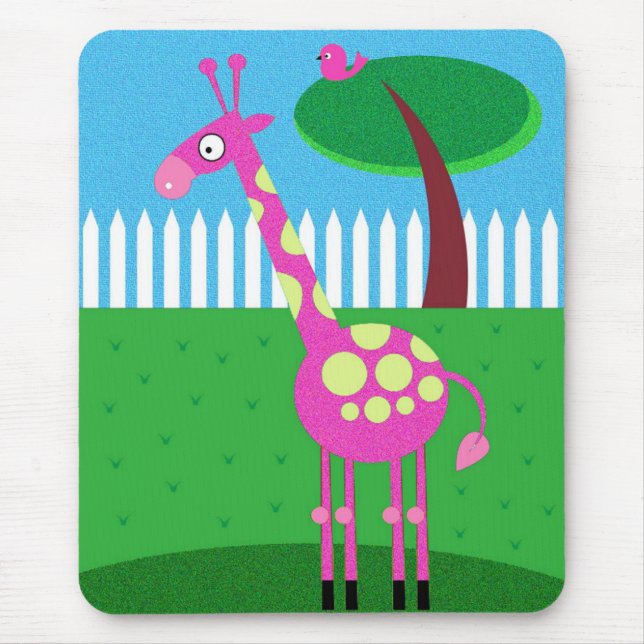 A Pink Giraffe Lives in My Backyard Mouse Pad (Front)