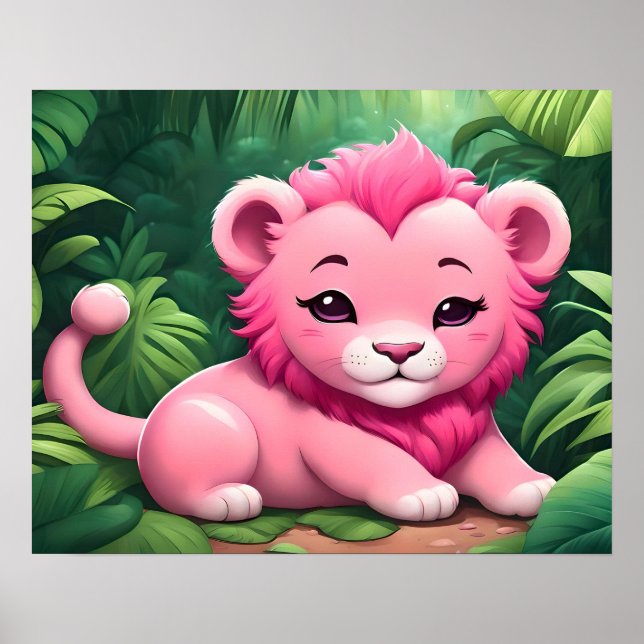A Pink Lion Cub in the Jungle Poster (Front)