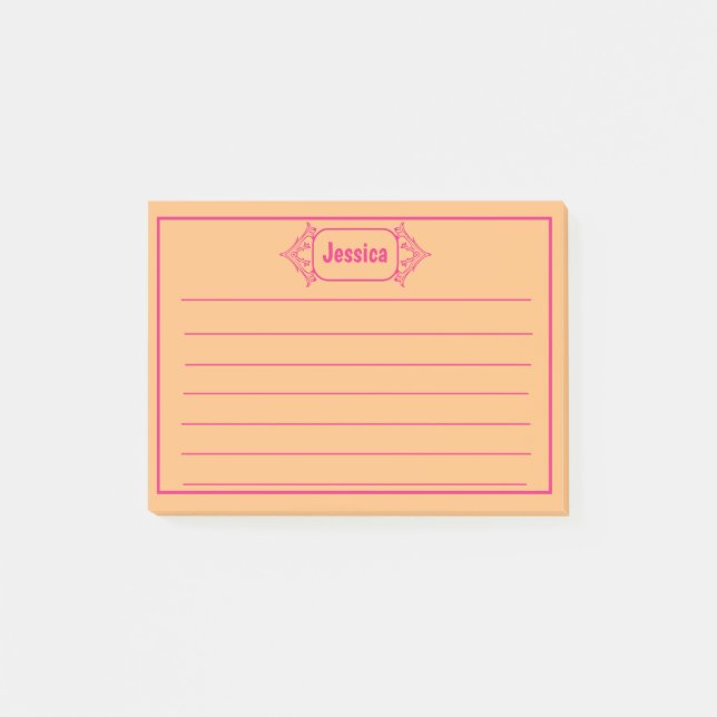 A Pink Ornate Patterned Title Graphic Post-it Notes (Front)