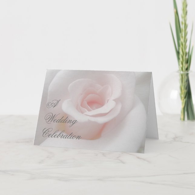A Pink Rose Wedding Celebration Invite Card (Front)