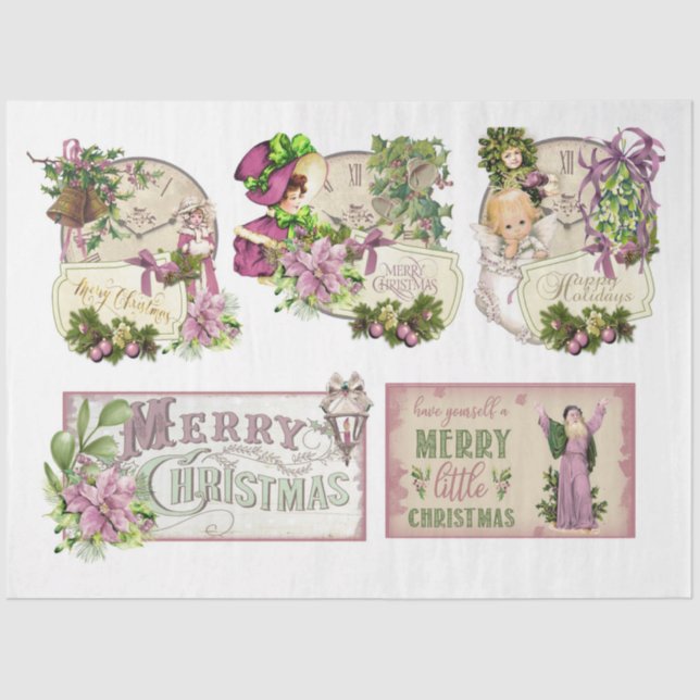 A Pink Water Colour Christmas Series Design 13 Tissue Paper (Front)