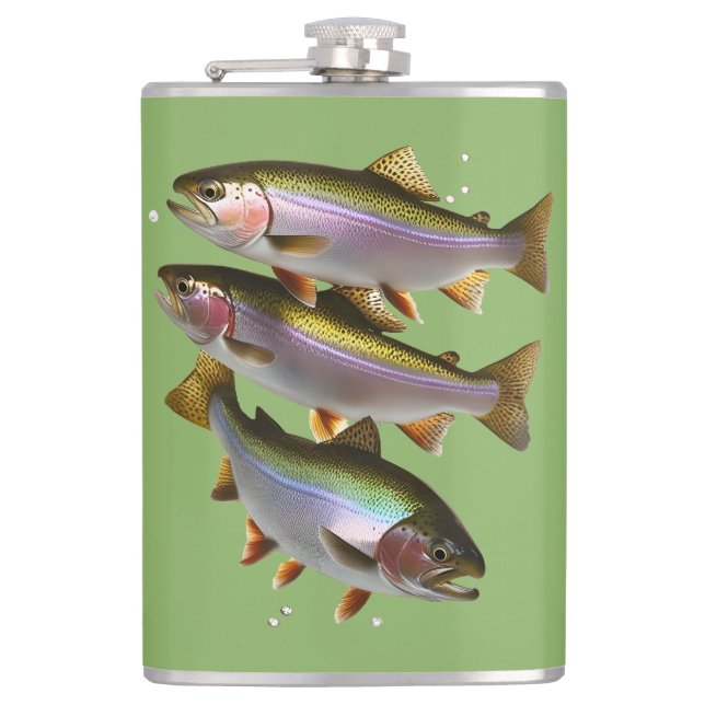A Pint of Trout Hip Flask (Front)