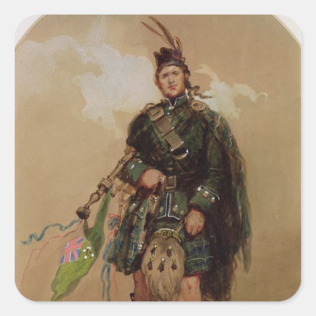 A Piper of the 79th Highlanders at Chobham Square Sticker (Front)