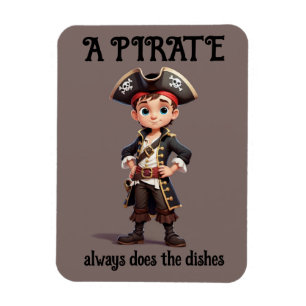 A Pirate Does the Dishes Personalize Magnet